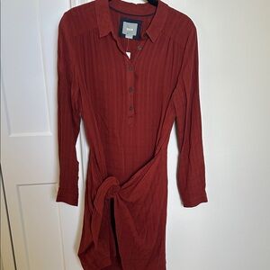 Anthropologie Maeve Rust Red Button-Up Wrap Dress